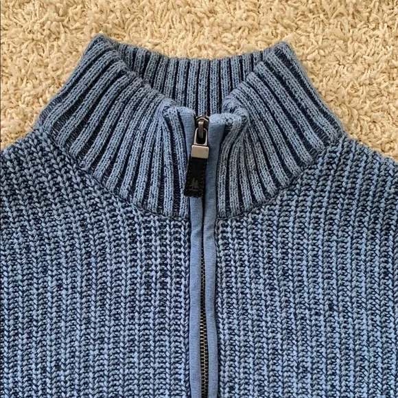 G.H. Bass & Co. Blue Zip Up Sweater with Ribbed Knit - Picture 2 of 11